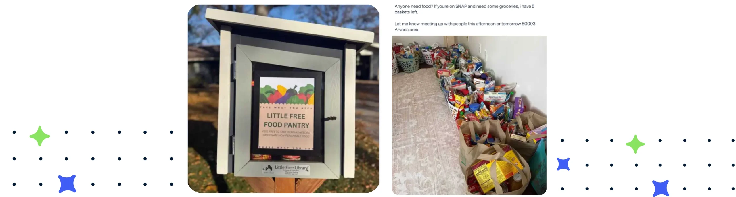 Banner with social images of food donations