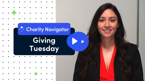 An image of Charity Navigator team member Nancy. An overlay with text reads "Giving Tuesday"