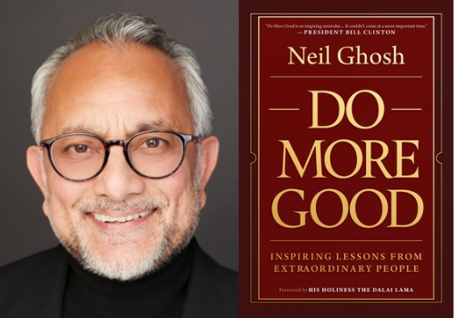 Neil Ghosh next to his book, "Do More Good"
