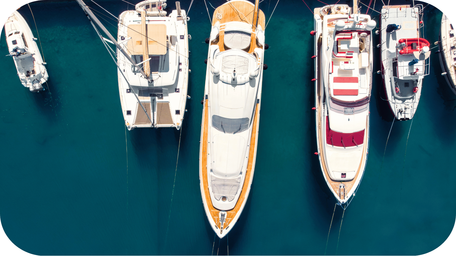 Overhead view of boats in a marina